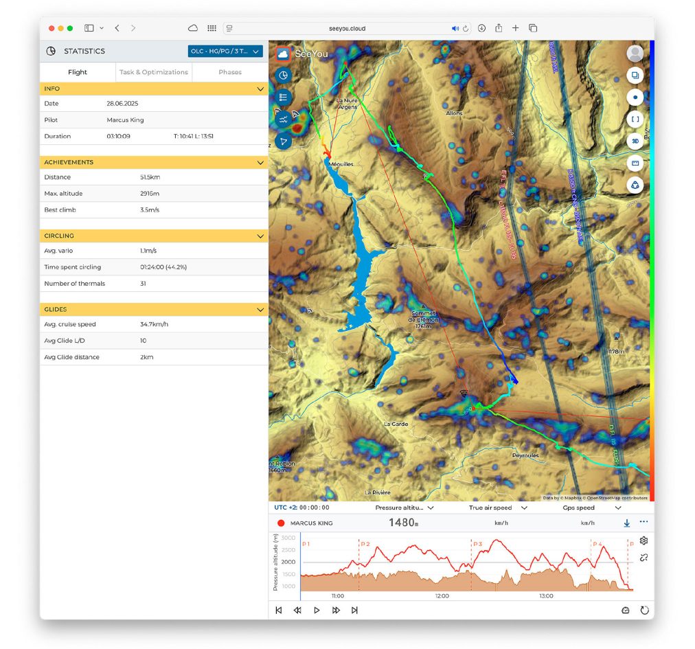 Zrzut z ekranu z aplikacji SeeYou Naviter